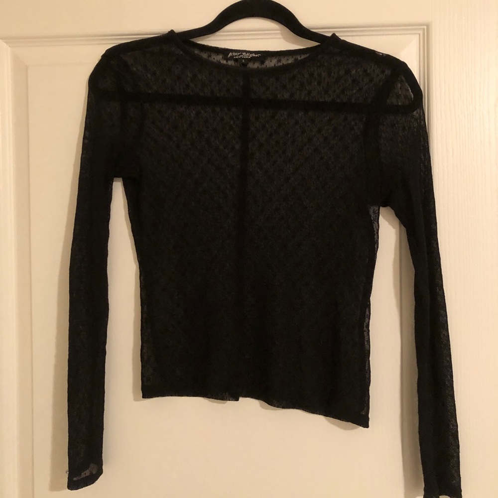 Betsey Johnson Sheer Black Top with Opaque Black Tank. Large Unique Collectible.